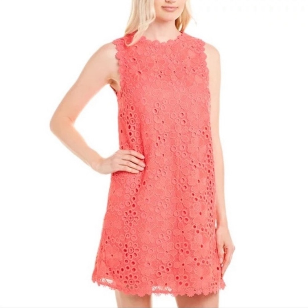 Kate Spade Coral Salmon Lace Shore Thing Shift Dress Size 2